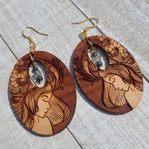 Flower Goddess Labradorite & Sapphire18k GP Earrings